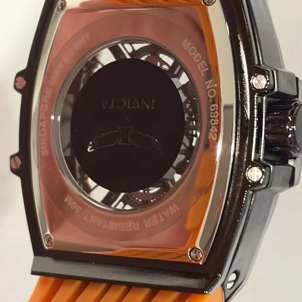 Invicta S1 Rally I Mens WATCH Black Skeleton Dial Orange Silicon Quartz69842 New